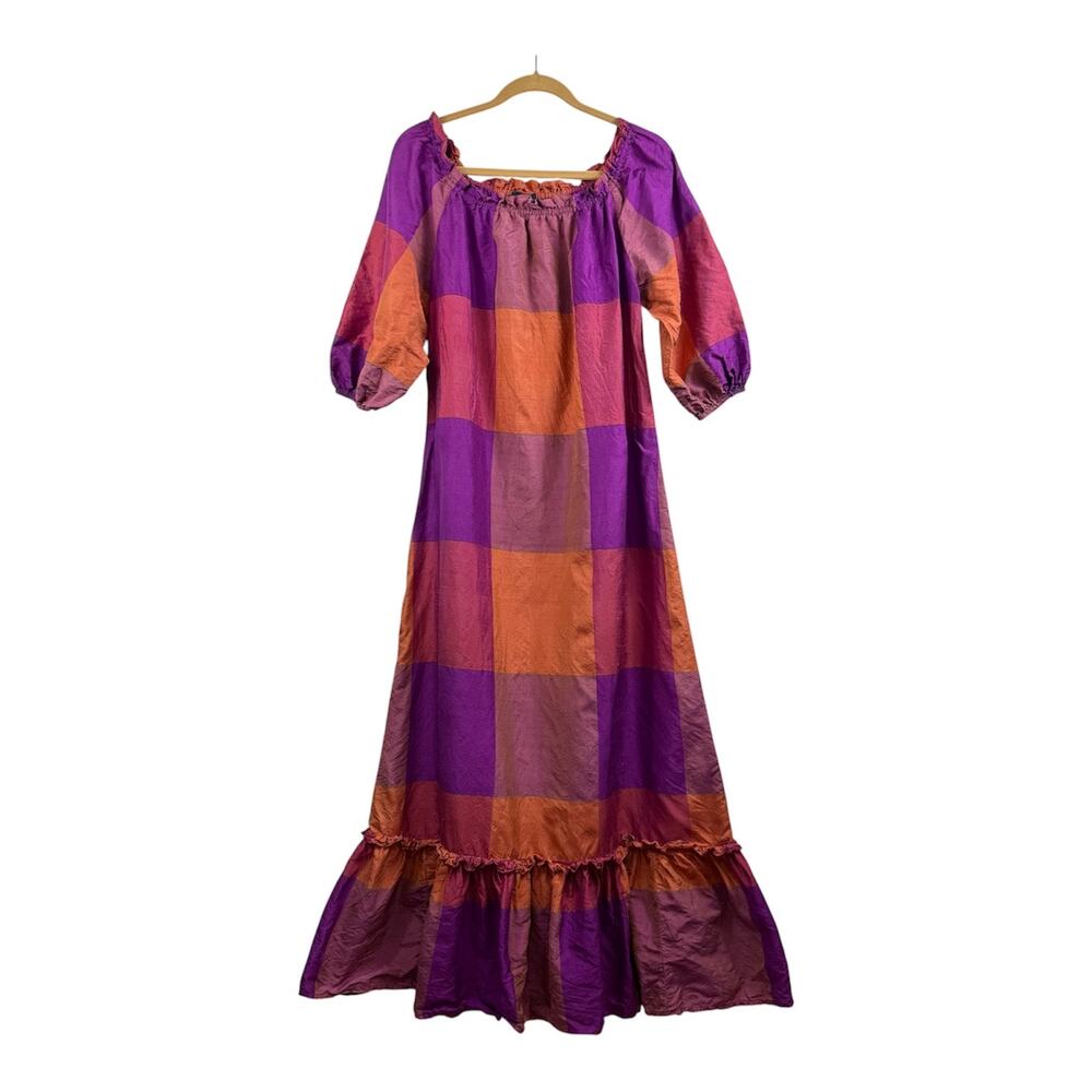 Vintage 80s Jim Thompson Neiman Marcus 100% Thai Silk Caftan Dress 8 Maxi Retro